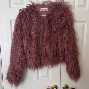 Free People Shaggy Faux Fur Jacket - Mauve